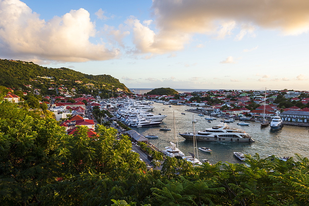 View over the harbour of Gustavia, St. Barth (St. Barthelemy), Lesser Antilles, West Indies, Caribbean, Central America