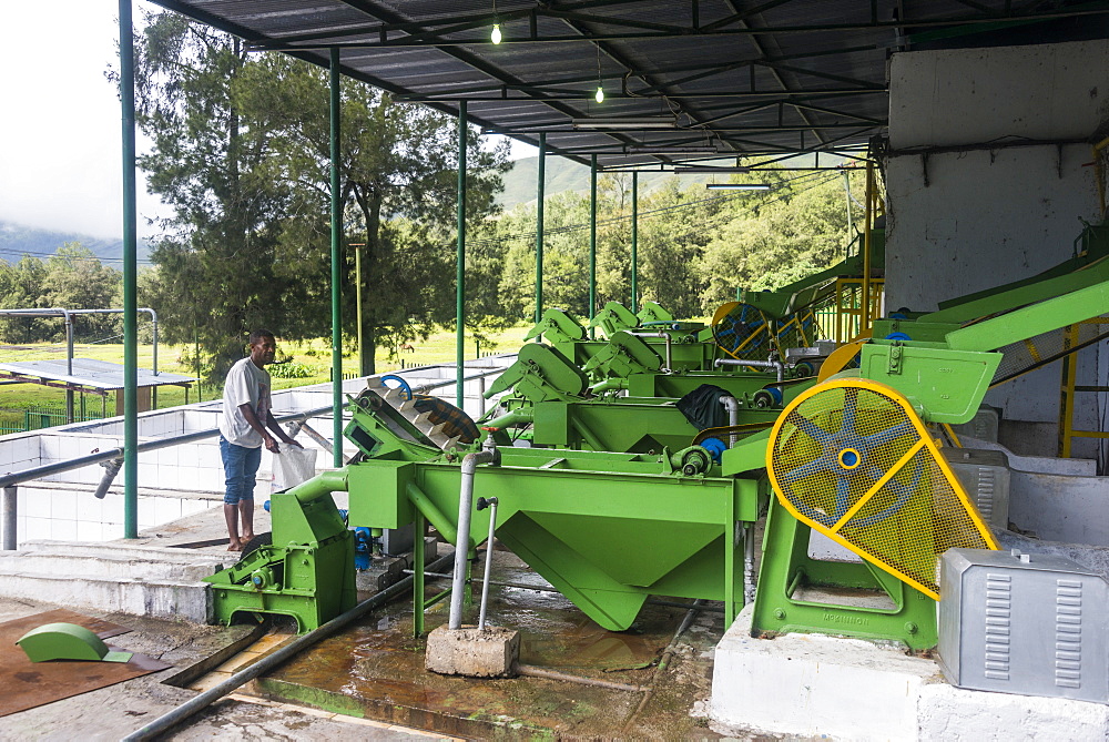 Coffee grinding machines in a coffee factory in Maubisse, East Timor, Southeast Asia, Asia