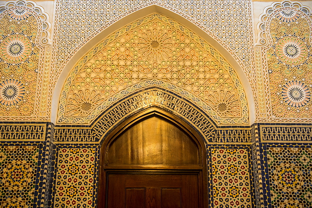 Beautiful ornamented door inside the Grand Mosque, Kuwait City, Kuwait, Middle East