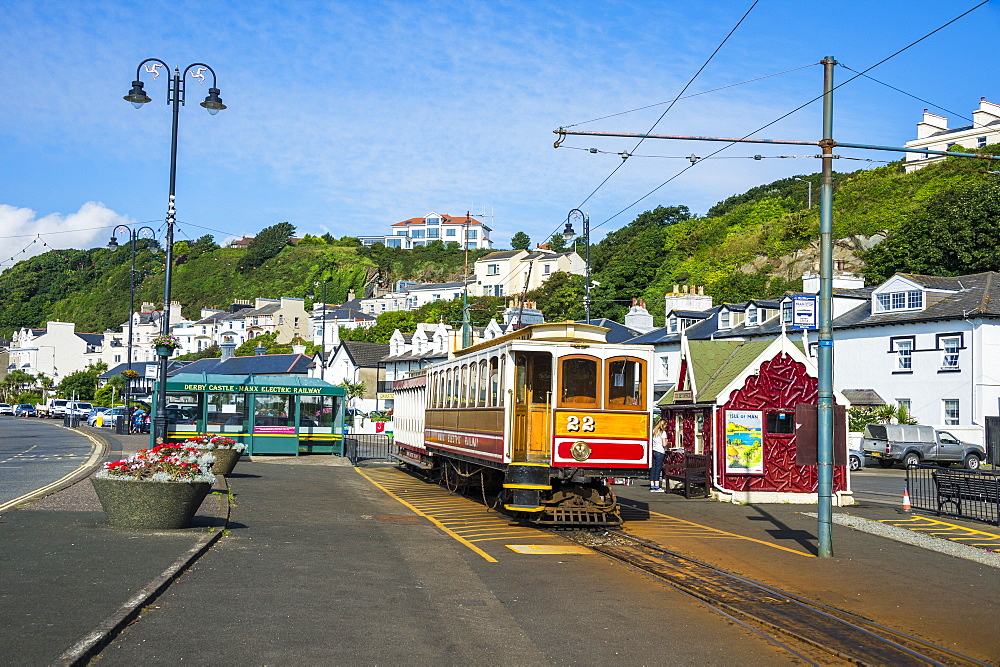 Old tram in Douglas, Isle of Man, crown dependency of the United Kingdom, Europe