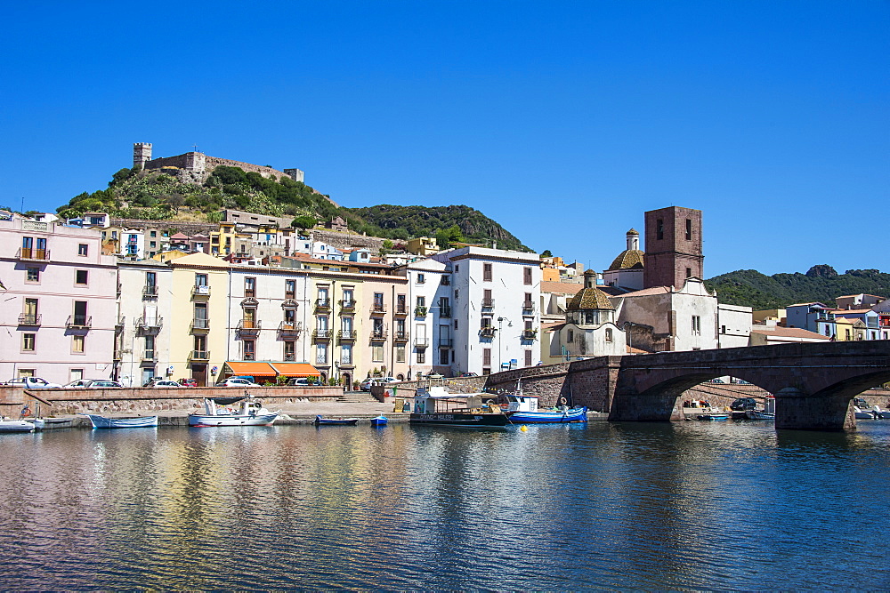 The town of Bosa on the River Temo, Sardinia, Italy, Europe