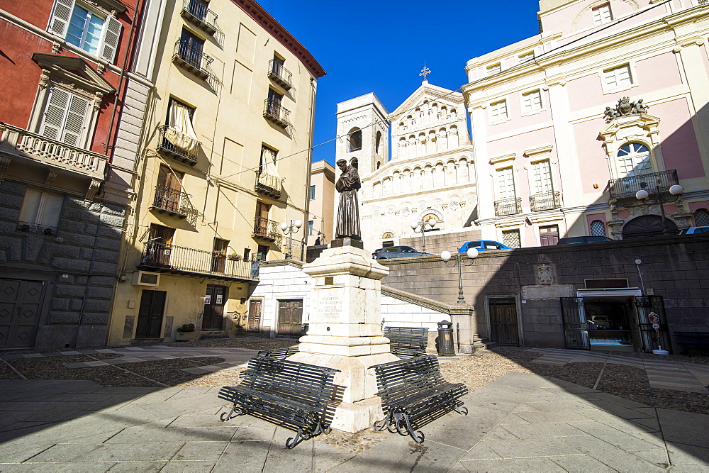 Carlo Alberto square in front of the cathedral of Cagliari, Sardinia, Italy, Europe