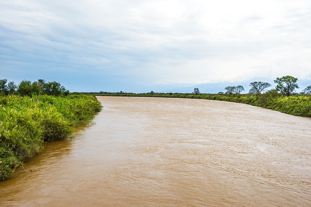 Rusizi River flowing in Lake Tanganyika, Bujumbura, Burundi, Africa