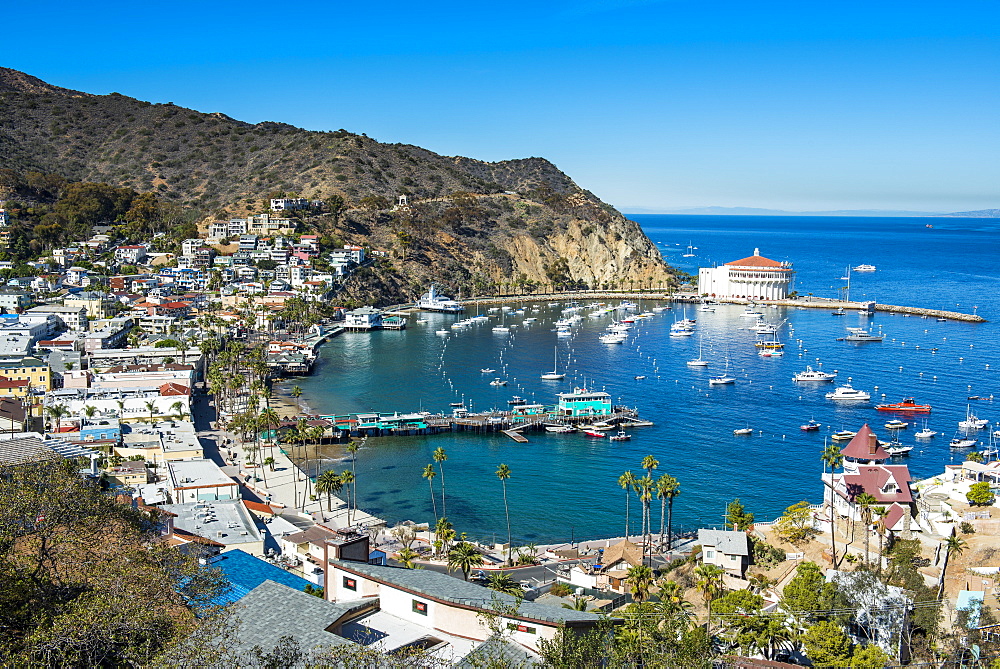 View over Avalon, Santa Catalina Island, California, United States of America, North America