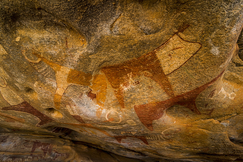 Cave paintings in Lass Geel caves, Somaliland, Somalia, Africa