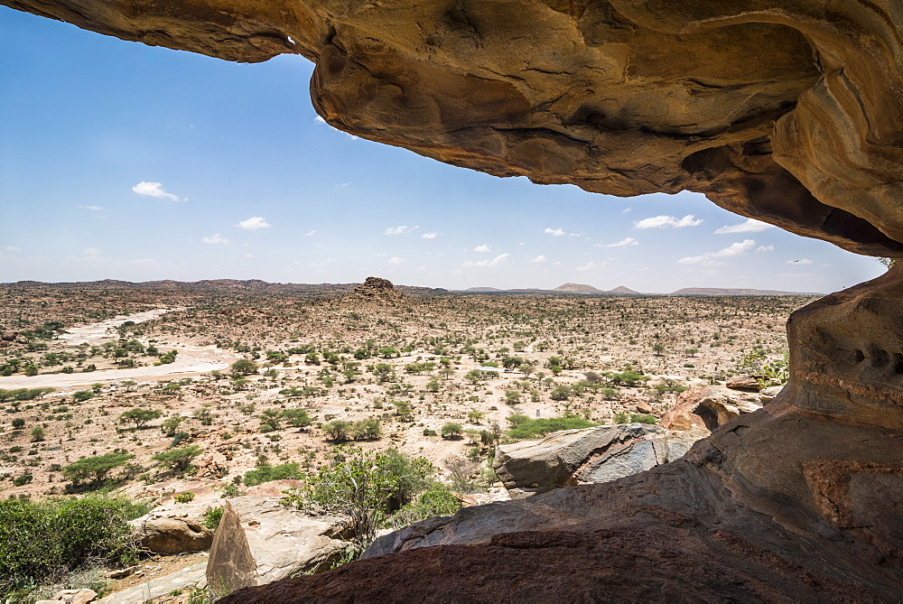 View over the desert from the Laas Geel caves, Somaliland, Somalia, Africa