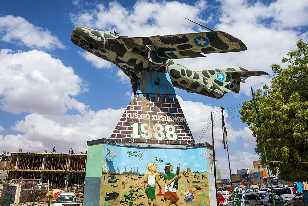 Old Russian MIG airplane in the center of Hargeisa, Somaliland, Somalia, Africa