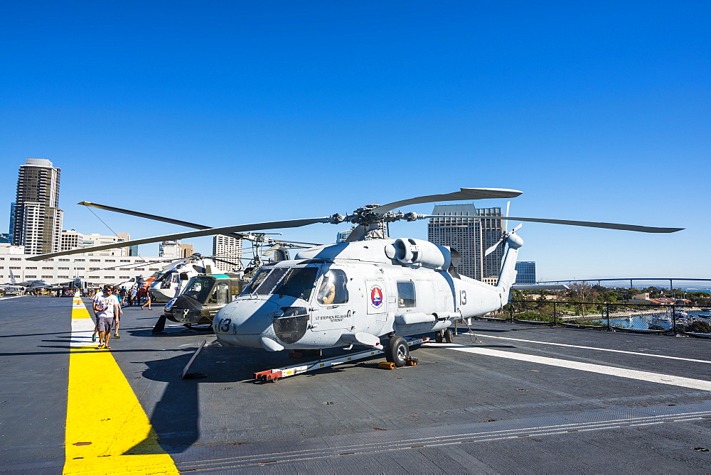 Helicopters on deck of the USS Midway Museum, San Diego, California, United States of America, North America