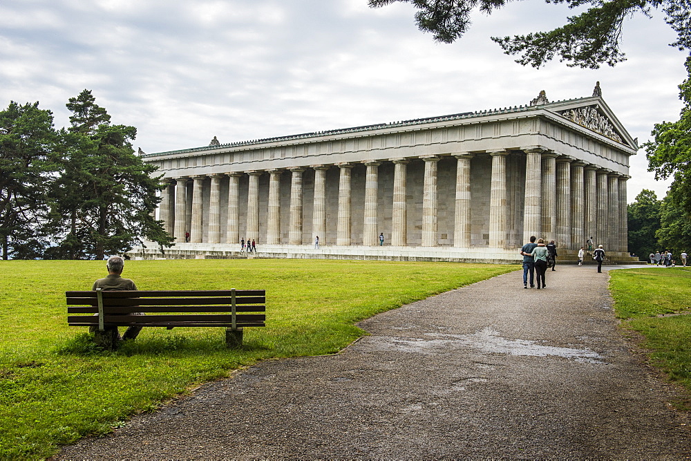 Neo-classical Walhalla hall of fame on the Danube. Bavaria, Germany, Europe