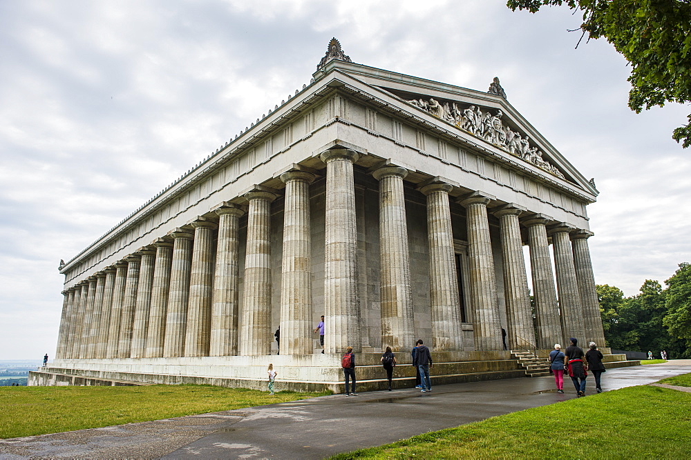 Neo-classical Walhalla hall of fame on the Danube. Bavaria, Germany, Europe