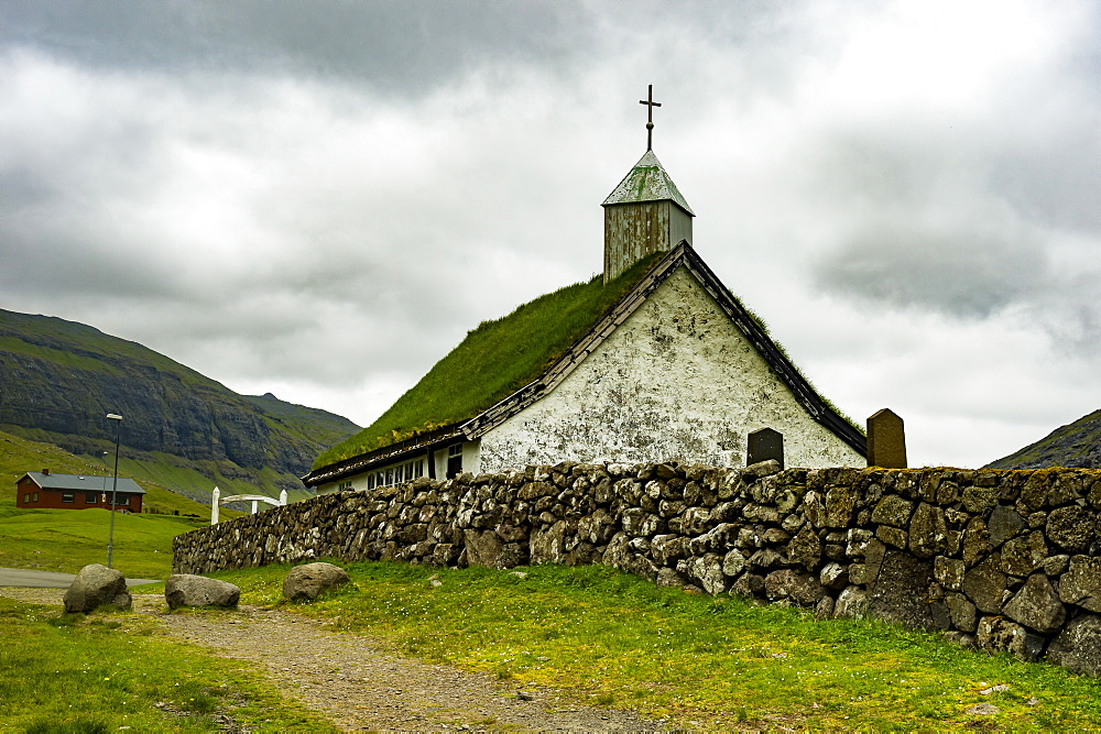 Old church in Saksun, Streymoy, Faroe Islands, Denmark, Europe