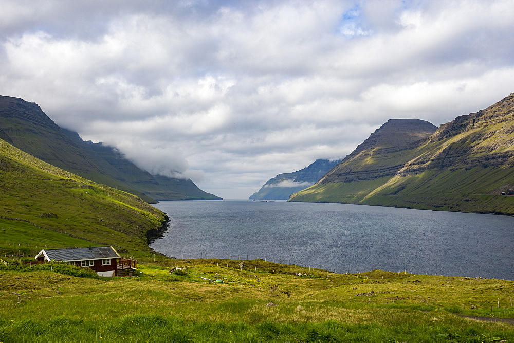 Huge fjord between Bordoy and Vidoy, Faroe Islands, Denmark, Europe