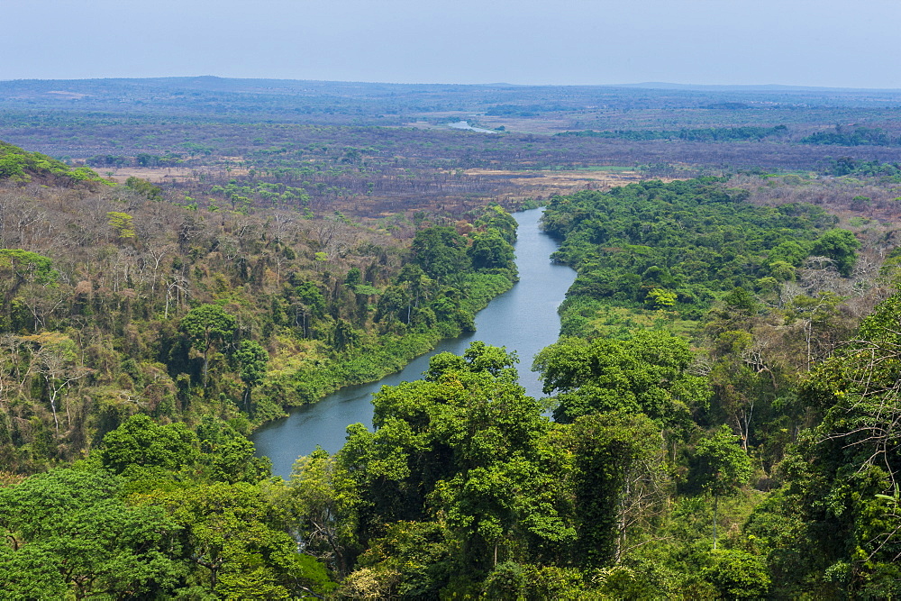 Lucala River flowing out from the Kalandula Falls, Malanje province, Angola, Africa