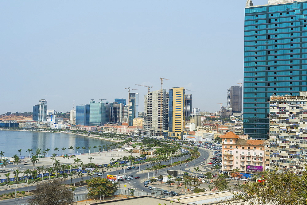 View over the new Marginal Promenade (Avenida 4 de Fevereiro), Luanda, Angola, Africa