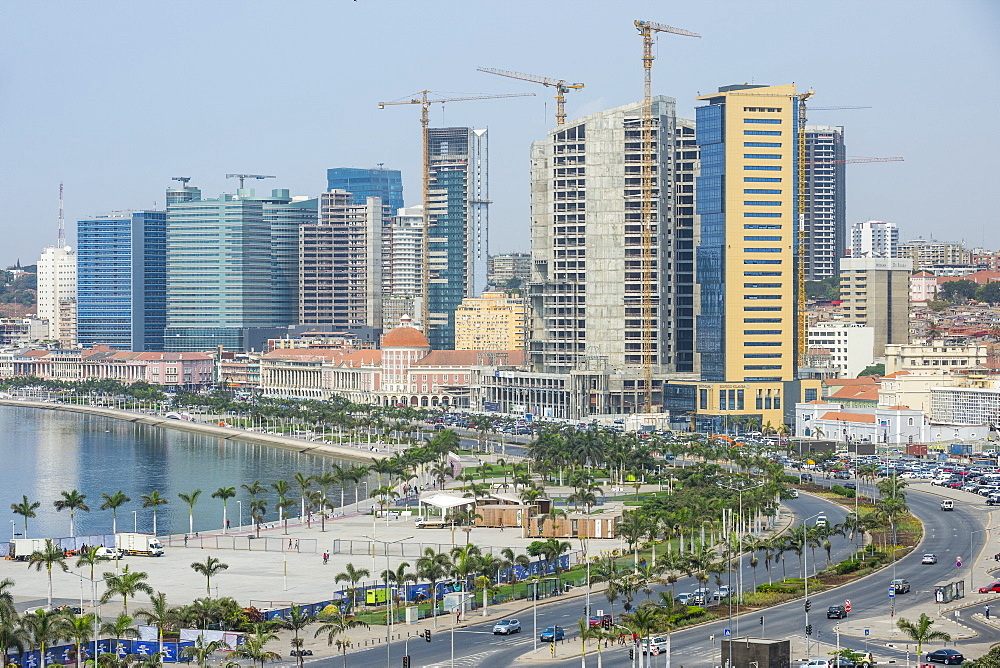 View over the new Marginal Promenade (Avenida 4 de Fevereiro), Luanda, Angola, Africa