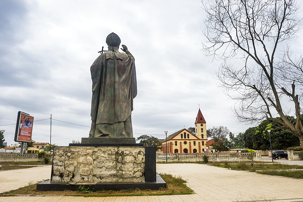 Statue of the Pope erected for the visit of Pope John Paul, Cabinda, Angola, Africa