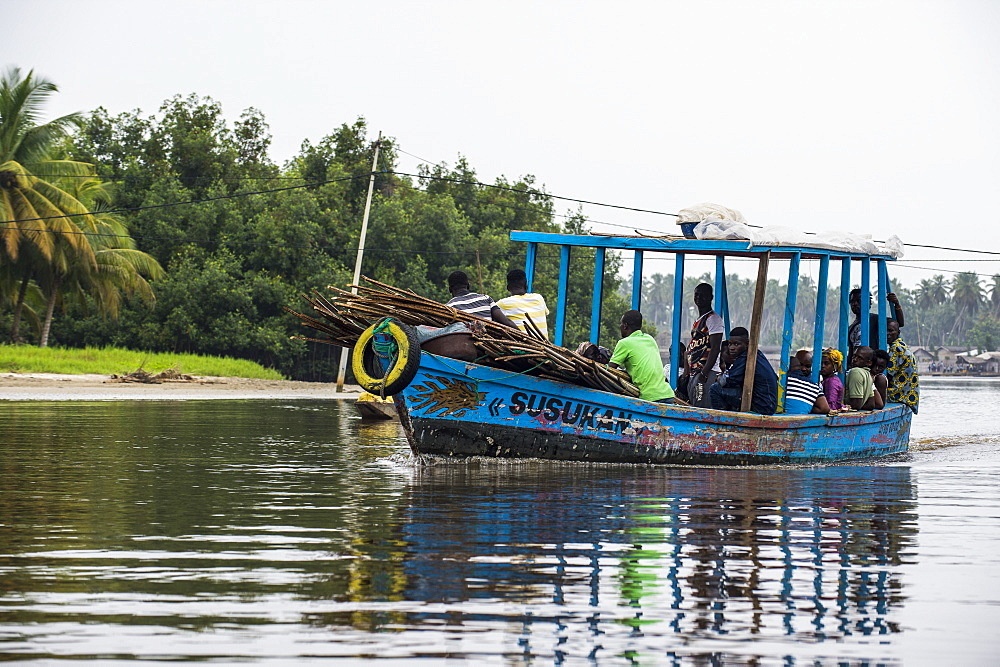 Local ferry in Assinie, Ivory Coast, West Africa, Africa