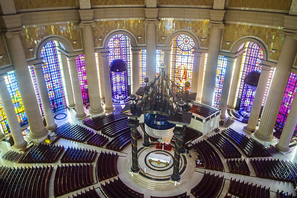 Interior of the Basilica of Our Lady of Peace, Yamassoukrou, Ivory Coast, West Africa, Africa