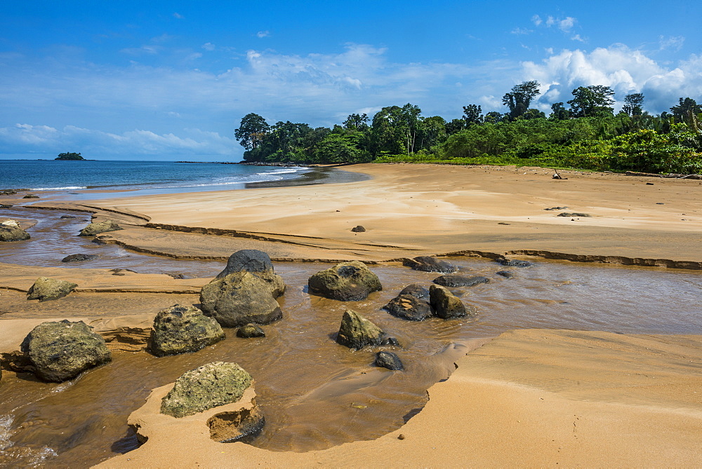 Playa de Alena, white sand beach on the island of Bioko, Equatorial Guinea, Africa