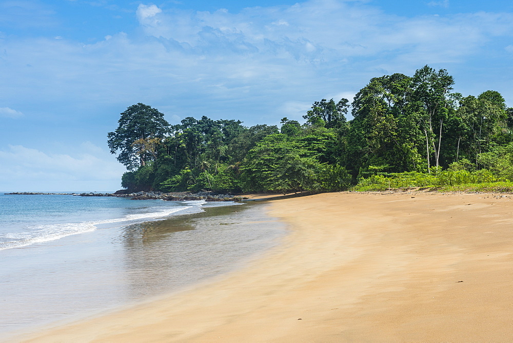 Playa de Alena, white sand beach on the island of Bioko, Equatorial Guinea, Africa