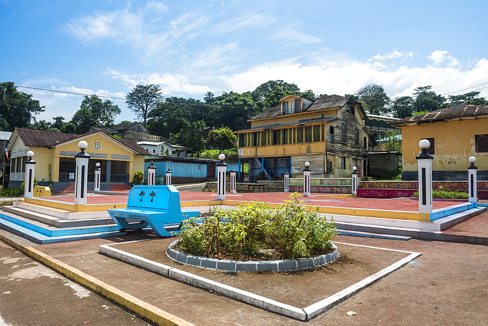 Old colonial houses in the centre of Batete, Bioko, Equatorial Guinea, Africa