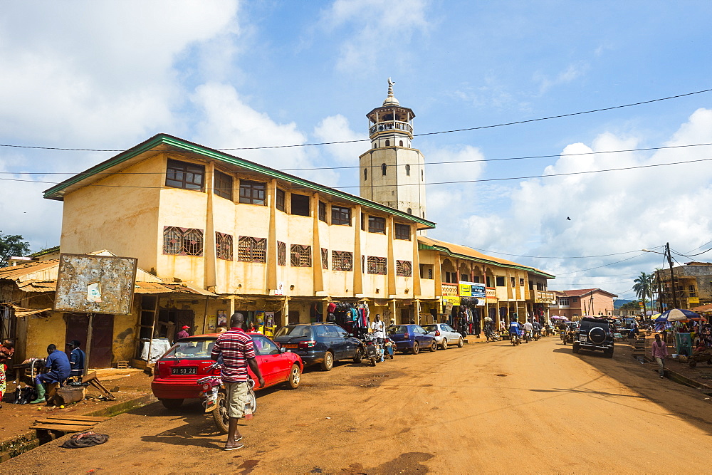 Market in front of the Mosque of Foumban, Cameroon, Africa