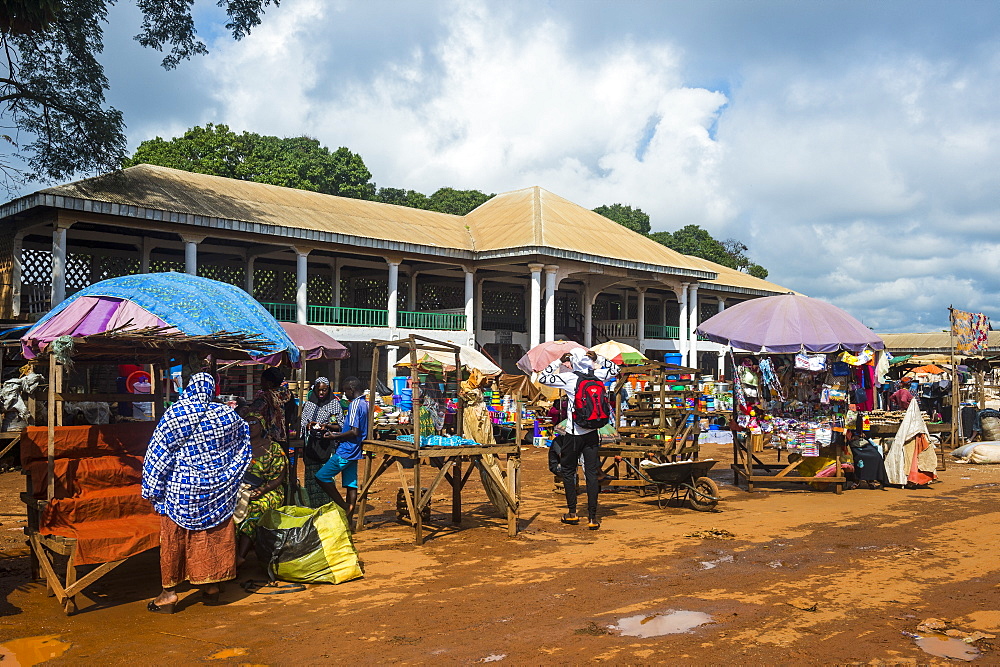 Market in front of the Mosque of Foumban, Cameroon, Africa