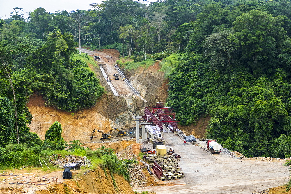 Huge Chinese road construction project in the southwest corner of Cameroon, Africa