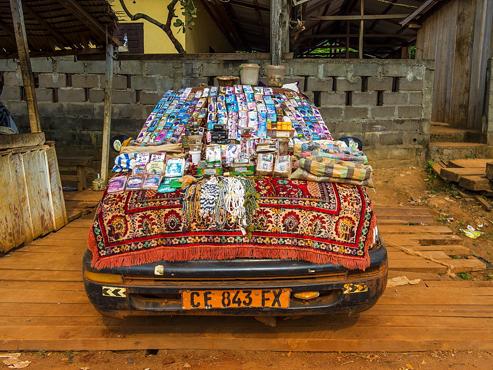 Local store on a car, Libongo, deep in the jungle area, Cameroon, Africa