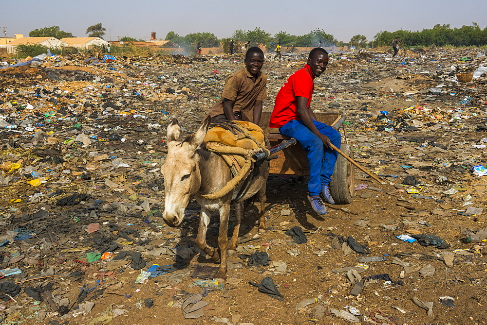 Friendly boys on a public rubbishdump, Niamey, Niger, Africa