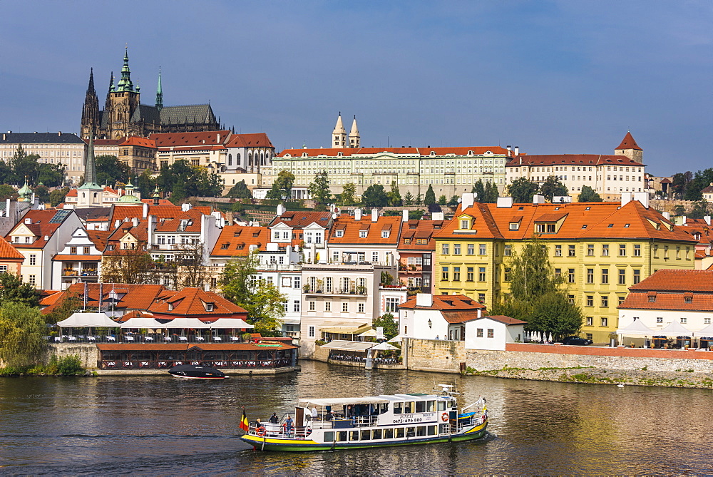 View of the Prague Castle and the Vltava River, Prague, Czech Republic, Europe