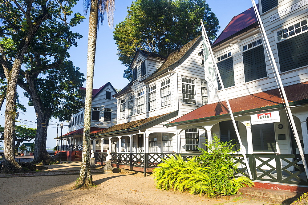 Colonial wooden buildings in Fort Zeelandia, UNESCO World Heritage Site, Paramaribo, Surinam, South America