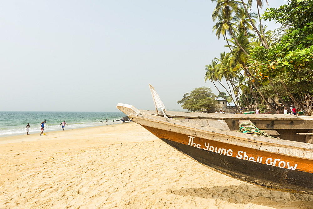 Local fishing boats on Bukeh Beach, Sierra Leone, West Africa, Africa