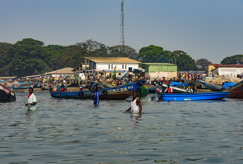 Local fishing boats in the harbour of Conakry, Republic of Guinea, West Africa, Africa