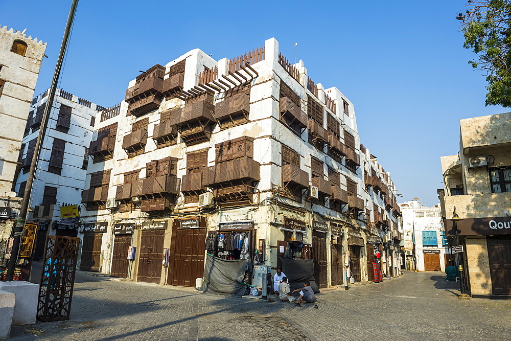 Traditional houses in the old town of Jeddah, UNESCO World Heritage Site, Saudi Arabia, Middle East