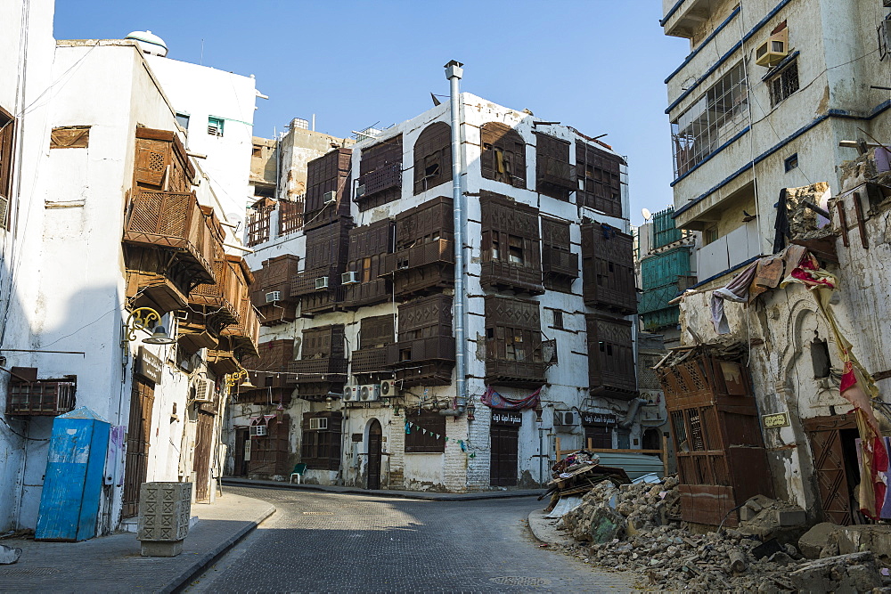 Traditional houses in the old town of Jeddah, UNESCO World Heritage Site, Saudi Arabia, Middle East