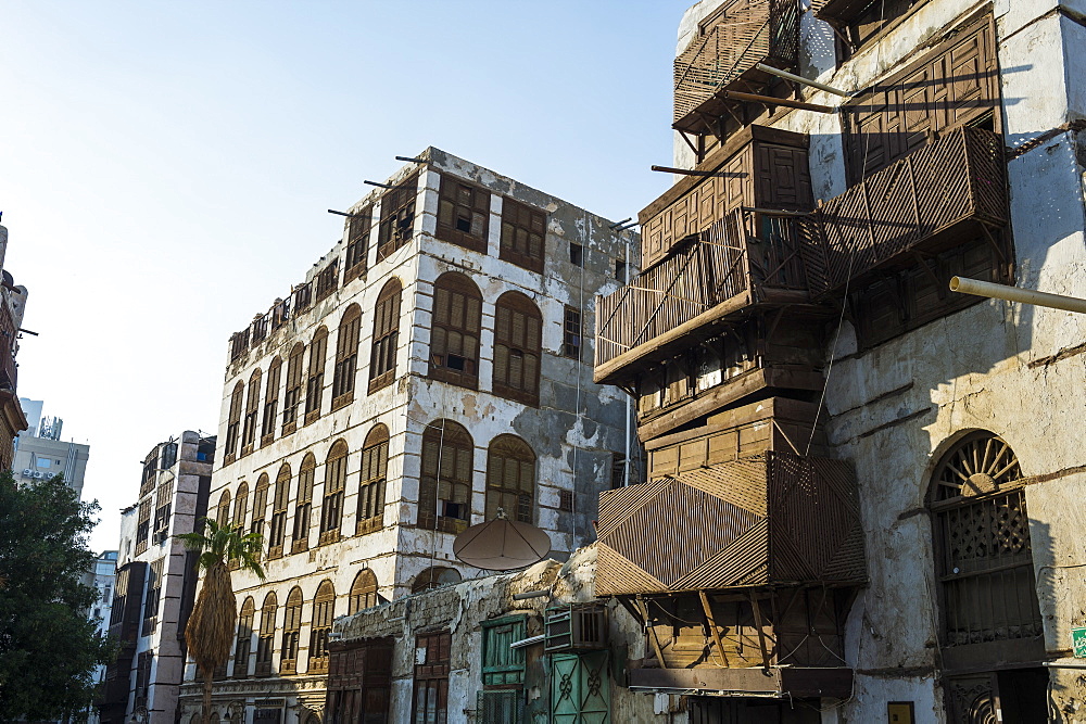 Traditional houses in the old town of Jeddah, UNESCO World Heritage Site, Saudi Arabia, Middle East