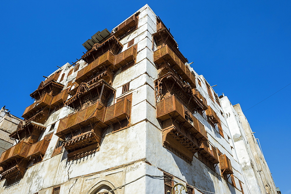 Traditional houses in the old town of Jeddah, UNESCO World Heritage Site, Saudi Arabia, Middle East