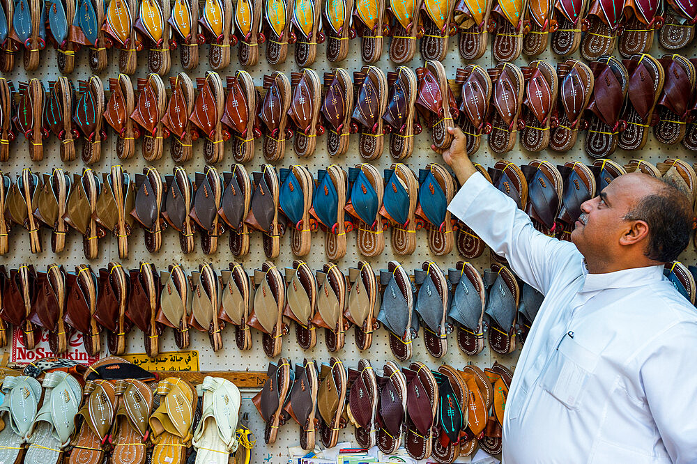 Traditional shoe shop in the old town of Jeddah, Saudi Arabia, Middle East