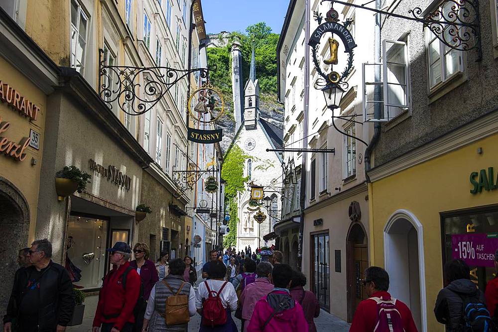 The famous Getreidegasse of Salzburg, Austria, Europe