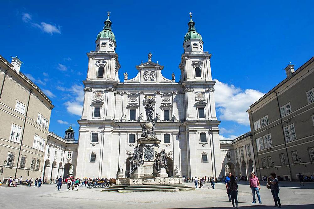 Court in front of the Salzburg Cathedral, Salzburg, Austria, Europe