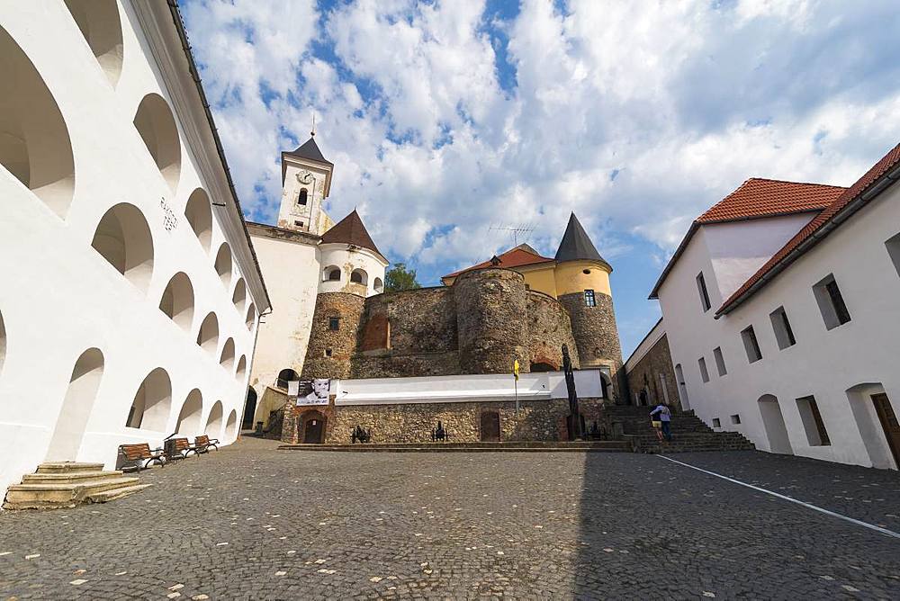 Interior courtyard, Palanok Castle, Mukachevo, Transcarpathia, Ukraine, Europe