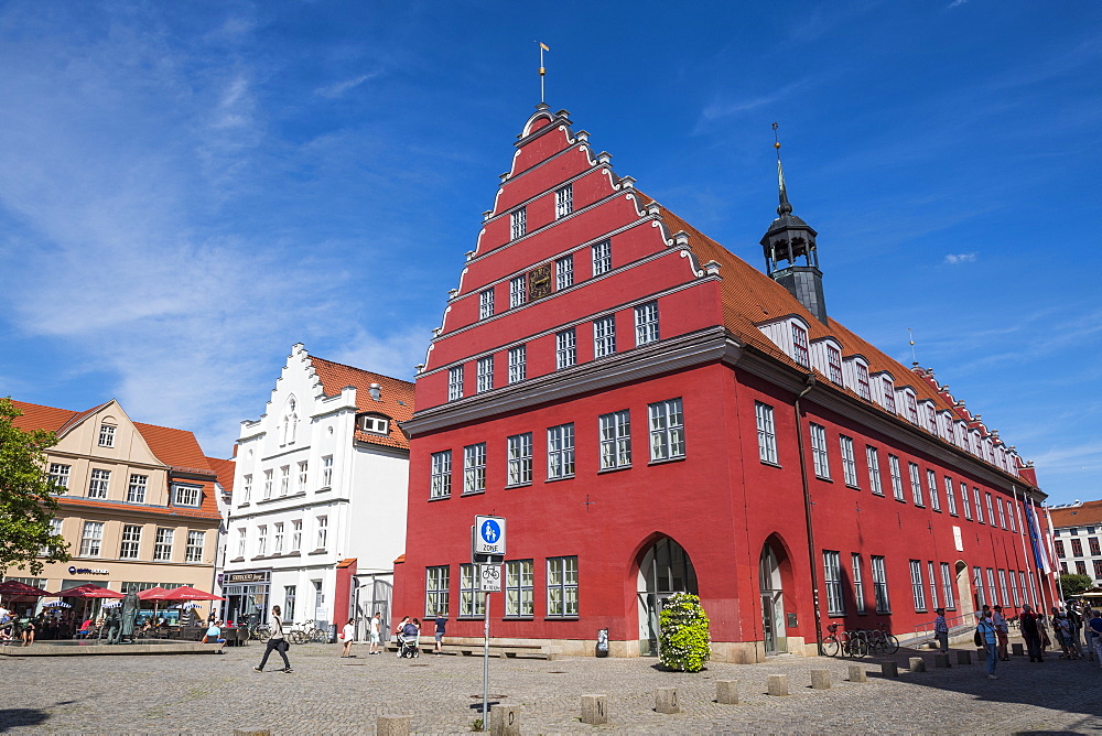 Old city hall on the central market square, Greifswald, Mecklenburg-Vorpommern, Germany, Europe