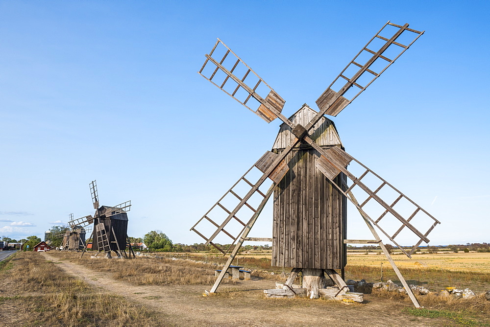 The windmills of Oland, UNESCO World Heritage Site, Sweden, Scandinavia, Europe