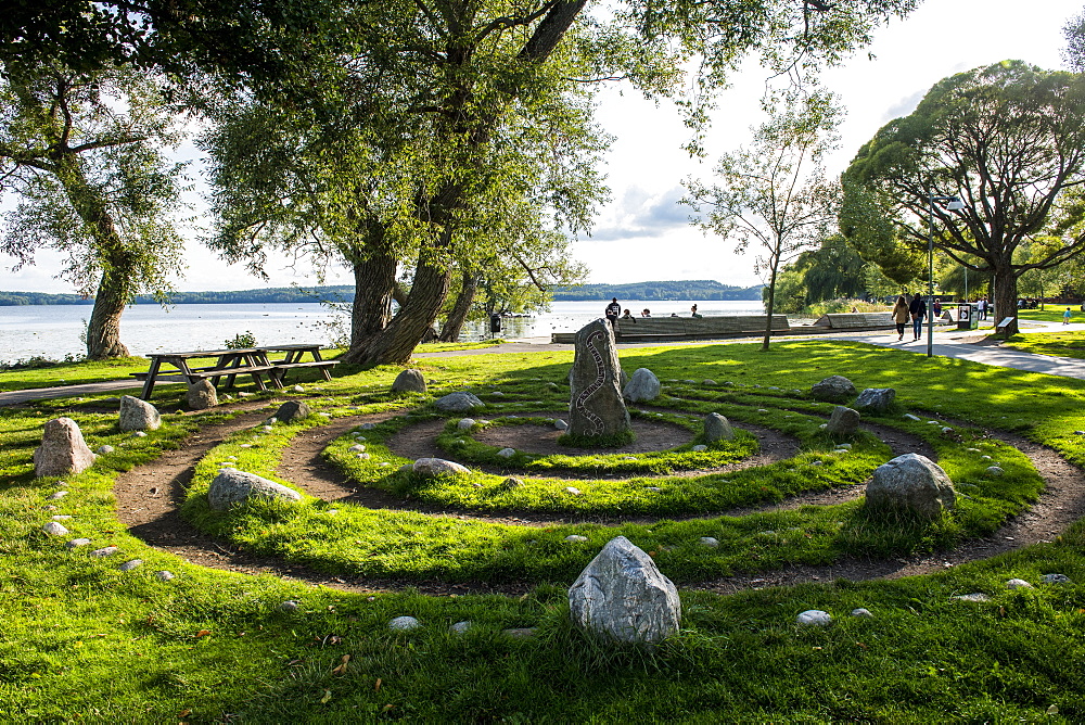 Viking granite pillars, Sigtuna, oldest town of Sweden, Scandinavia, Europe