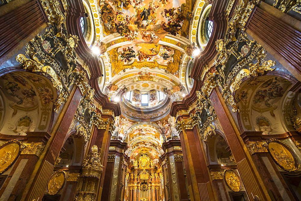 Beautiful church in Melk Abbey, UNESCO World Heritage Site, Wachau, Austria, Europe