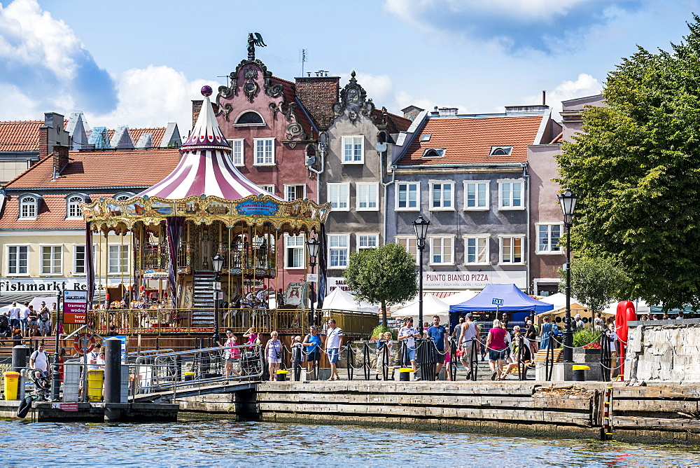 Hanseatic League houses on the Motlawa River, Gdansk. Poland, Europe