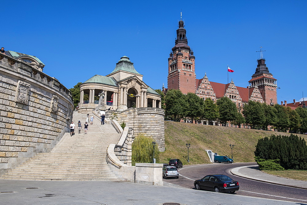 Historic promenade on the Oder River, Szczecin, Poland, Europe