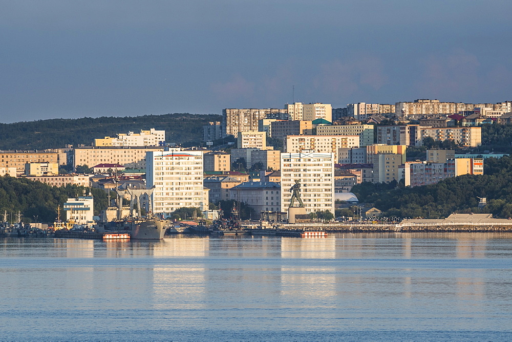 View over Murmansk at sunset, Russia, Europe