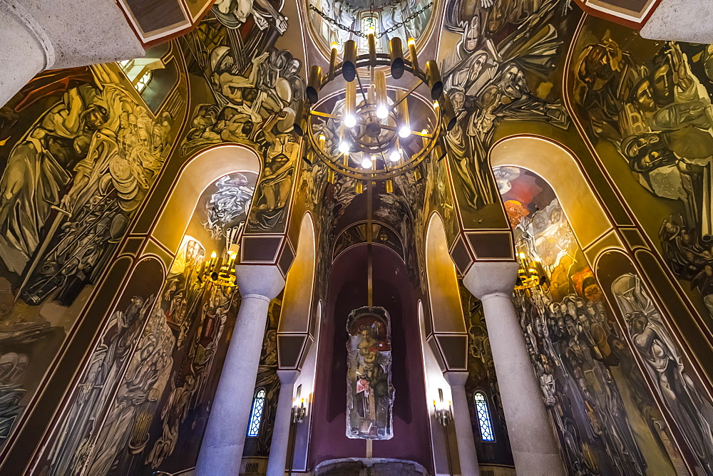 Repainted Ascension Cathedral with modernist style paintings, Veliko Tarnovo, Bulgaria, Europe